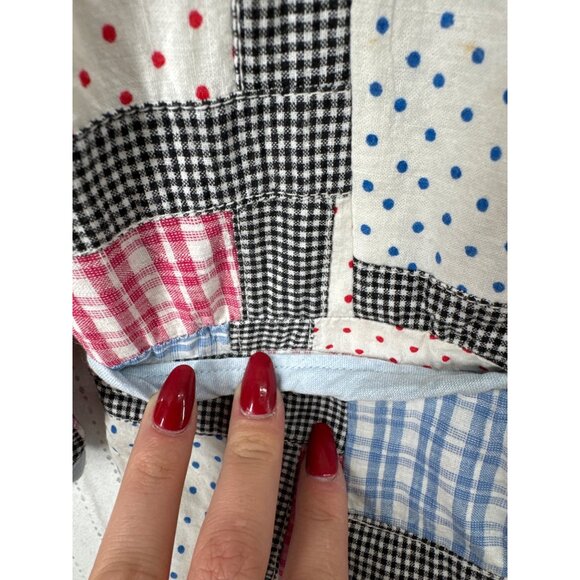 Vtg Harris Wallace Womens Jacket Sz L Patchwork Cotton Multicolor Checker Design - Picture 2 of 10